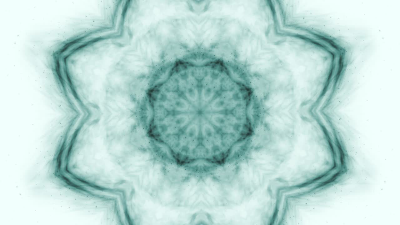 kaleidoscopio secuencia de patrones de tinta. 4k abstracto blanco y azul fondo gráfico de movimiento. o para yoga, clubes, espectáculos, mandala, animación fractal. hermoso adorno brillante. bucle sin costuras.