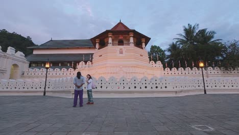 buddhist temple of sacred tooth relic or sri dalada maligawa. where tourists are thronging to see the famous sightseeing located in royal palace complex.