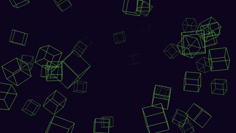 cubos verdes flotantes en el fondo oscuro