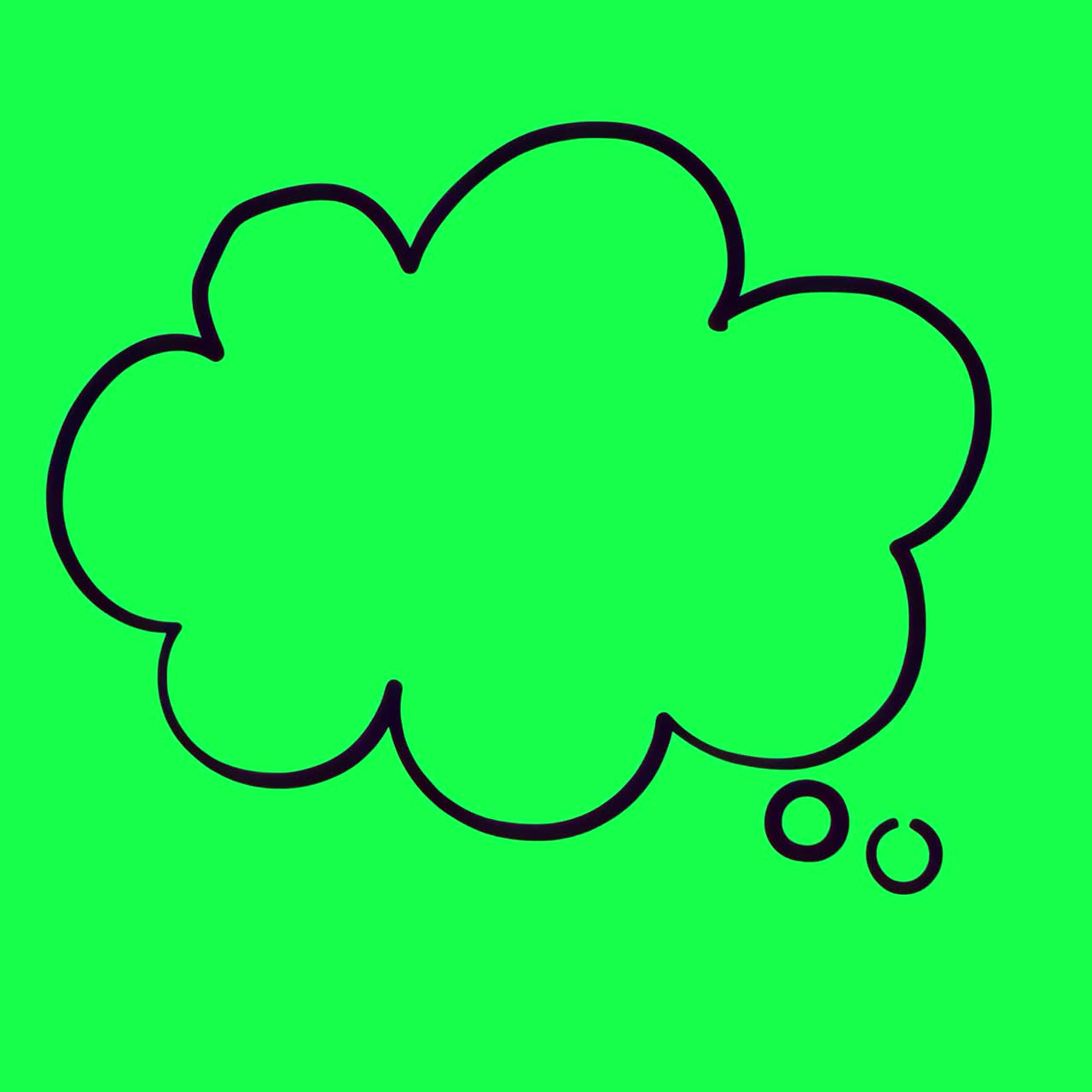Simple cloud thought bubble 4K video, transparent on green screen