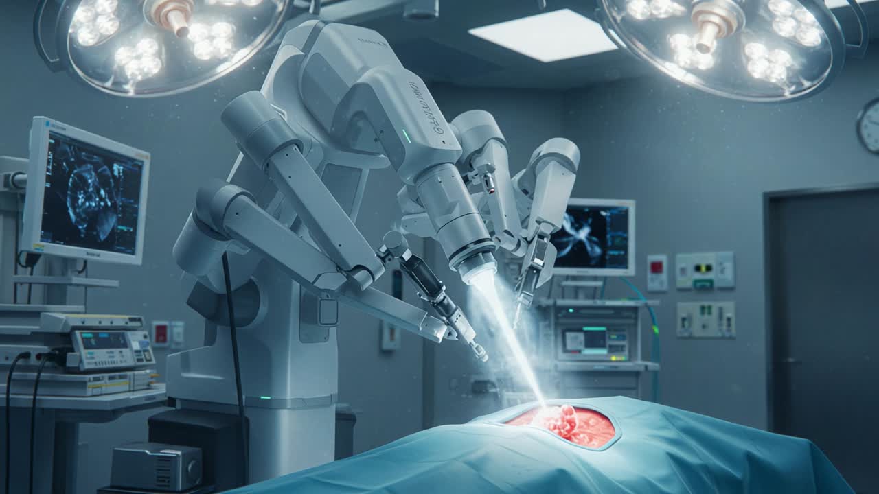 Advanced Robotic Surgery: Precision and Innovation in the Operating Room as Robots Assist Surgeons with Laser Technology for Minimally Invasive Procedures