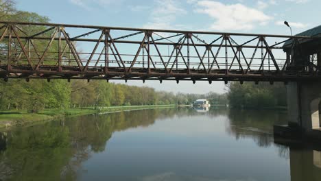 camera passage under the bridge structure of a disused and collapsed lock on the elbe river