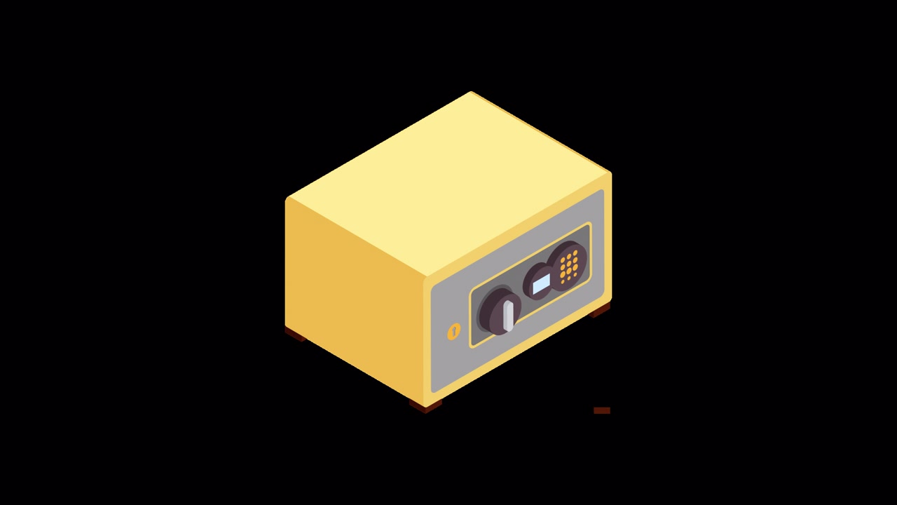 Animated Isometric Safe with Security Features Assembling