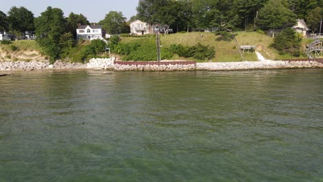 reinforced coastline showing the water level after climate change