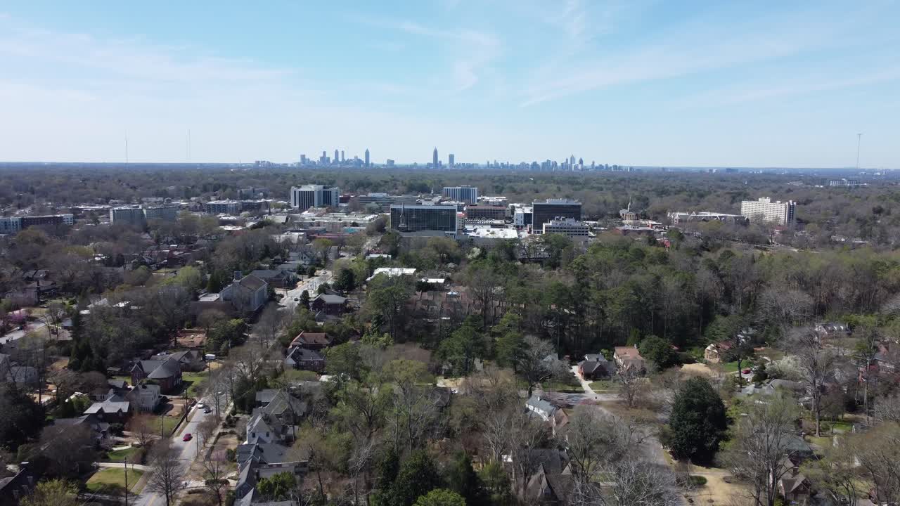 Drone shot pushing in toward Decatur