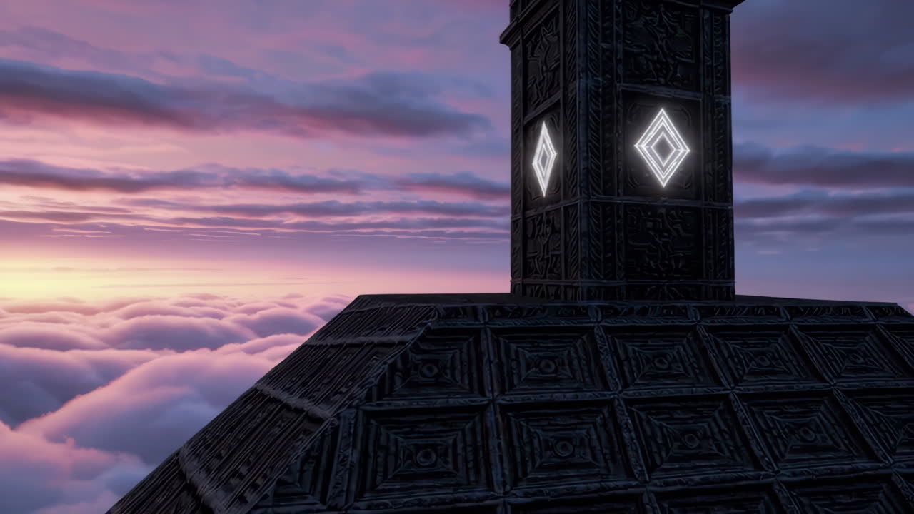 Dark Tower Above the Clouds at Sunset