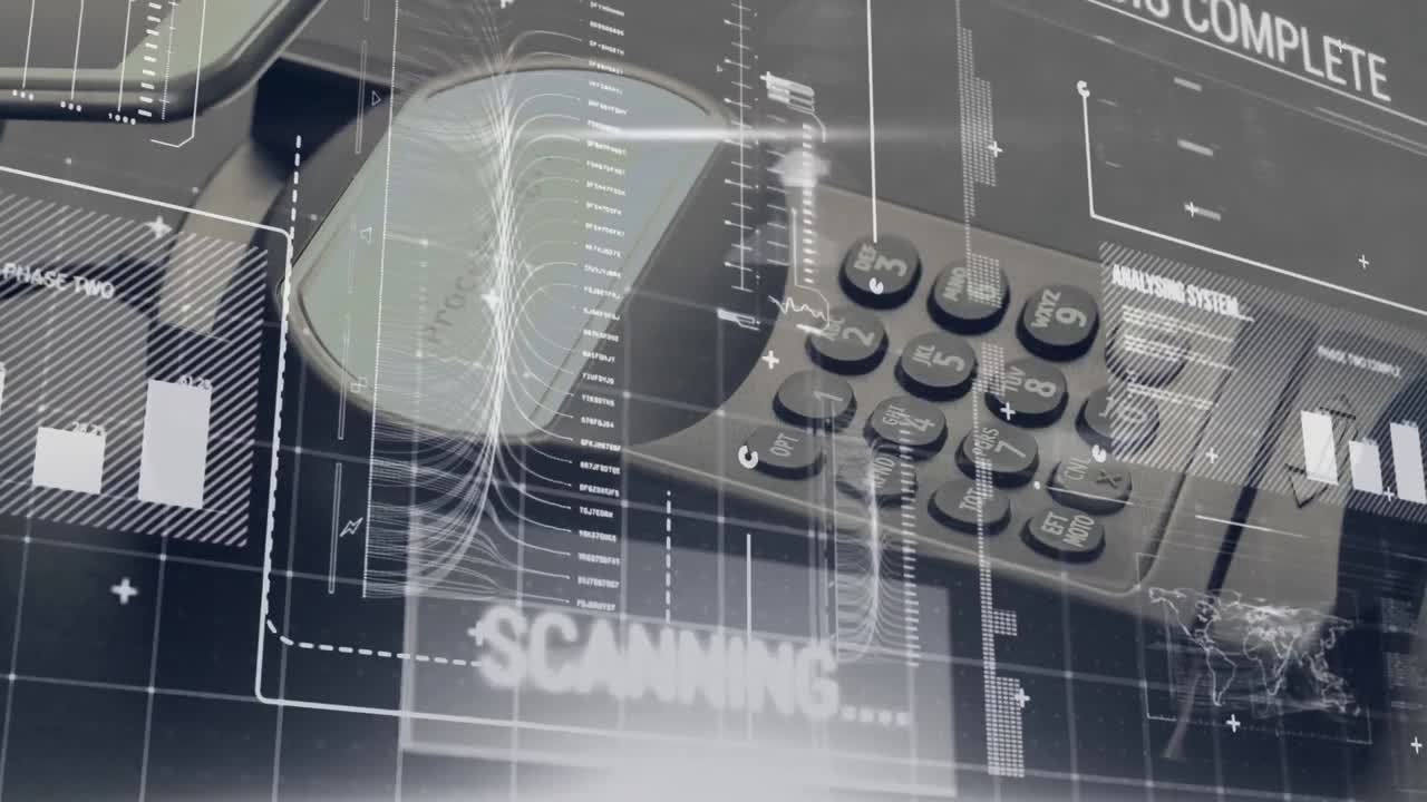 animación del procesamiento de datos financieros a través de terminales de tarjetas de crédito