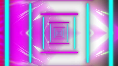 Animation-Blauer-Und-Violetter-Neonformen,-Die-Sich-In-Einer-Nahtlosen-Schleife-über-Lichtspuren-Bewegen