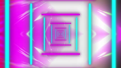 animación de formas de neón azules y púrpuras que se mueven en un bucle sin costuras sobre senderos de luz.