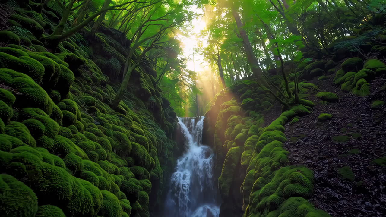 impresionante cascada en un bosque exuberante