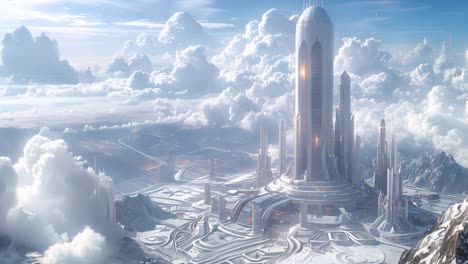 futuristic metropolis above the clouds