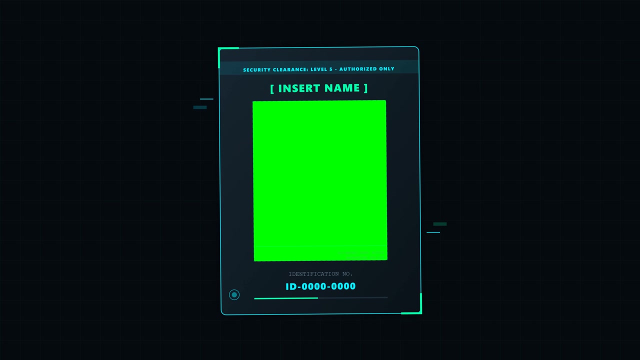 Futuristic Digital ID Card Template with Green Screen Placeholder