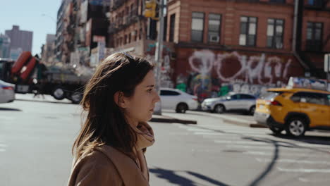 woman walking in a new york city street