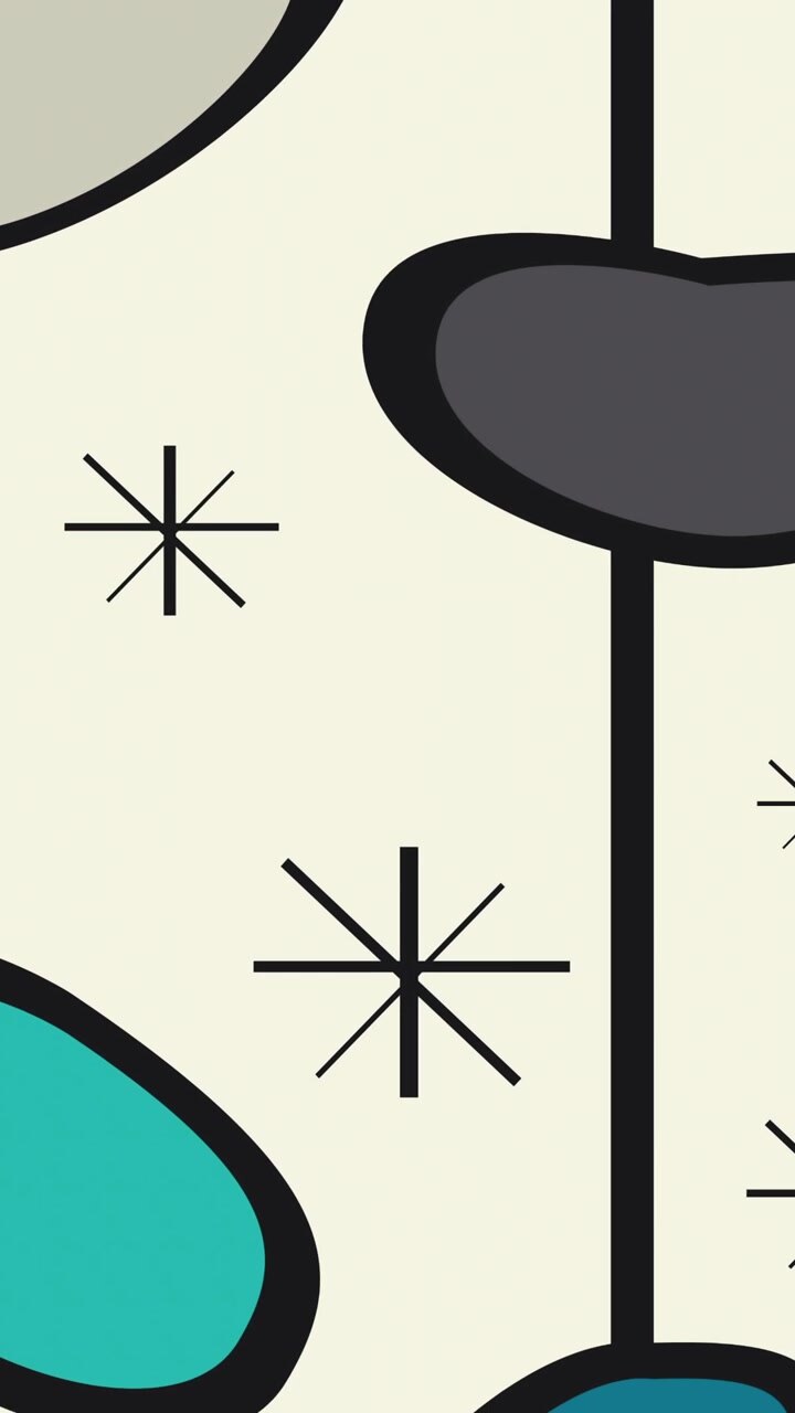 Animation of with round shapes and stars on white background