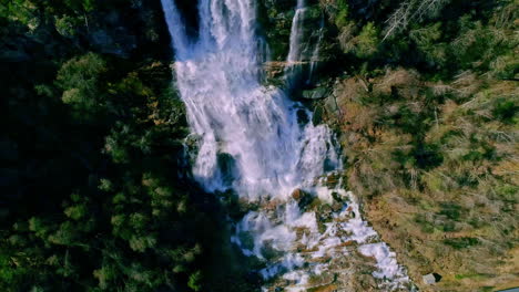 vista aérea de pájaros de cascadas de agua blanca rodeadas de árboles verdes y exuberantes