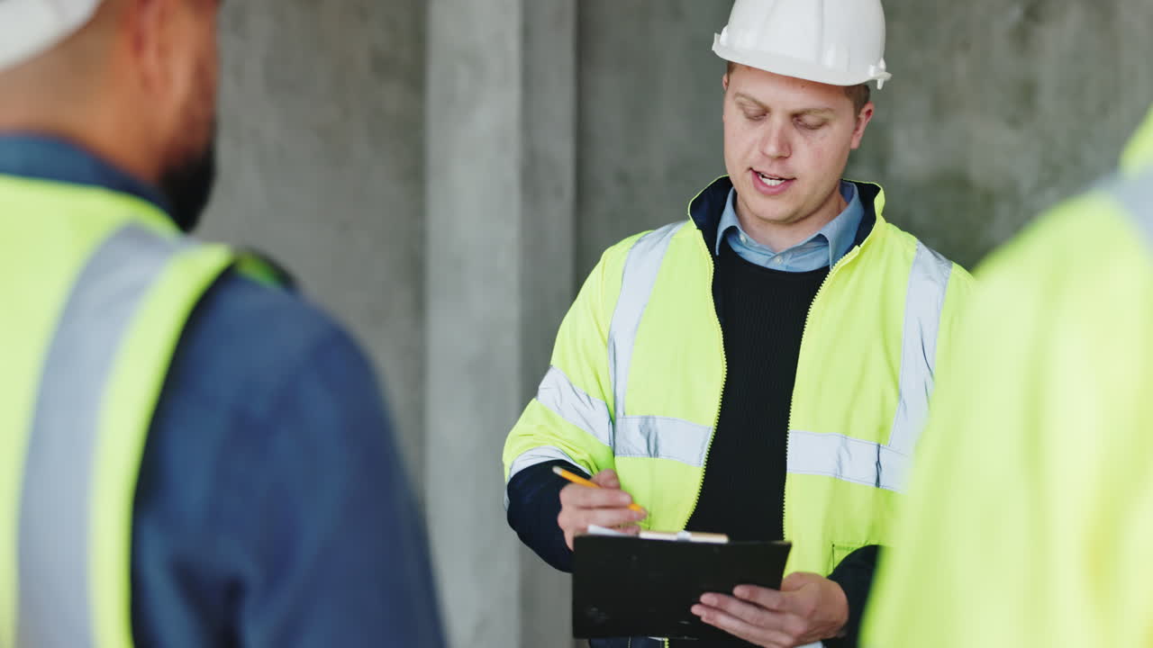 reunión en el sitio de construcción