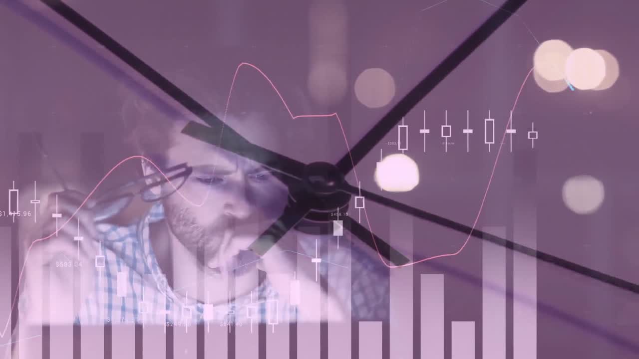 анимация обработки статистики в течение часа и человека с использованием компьютера