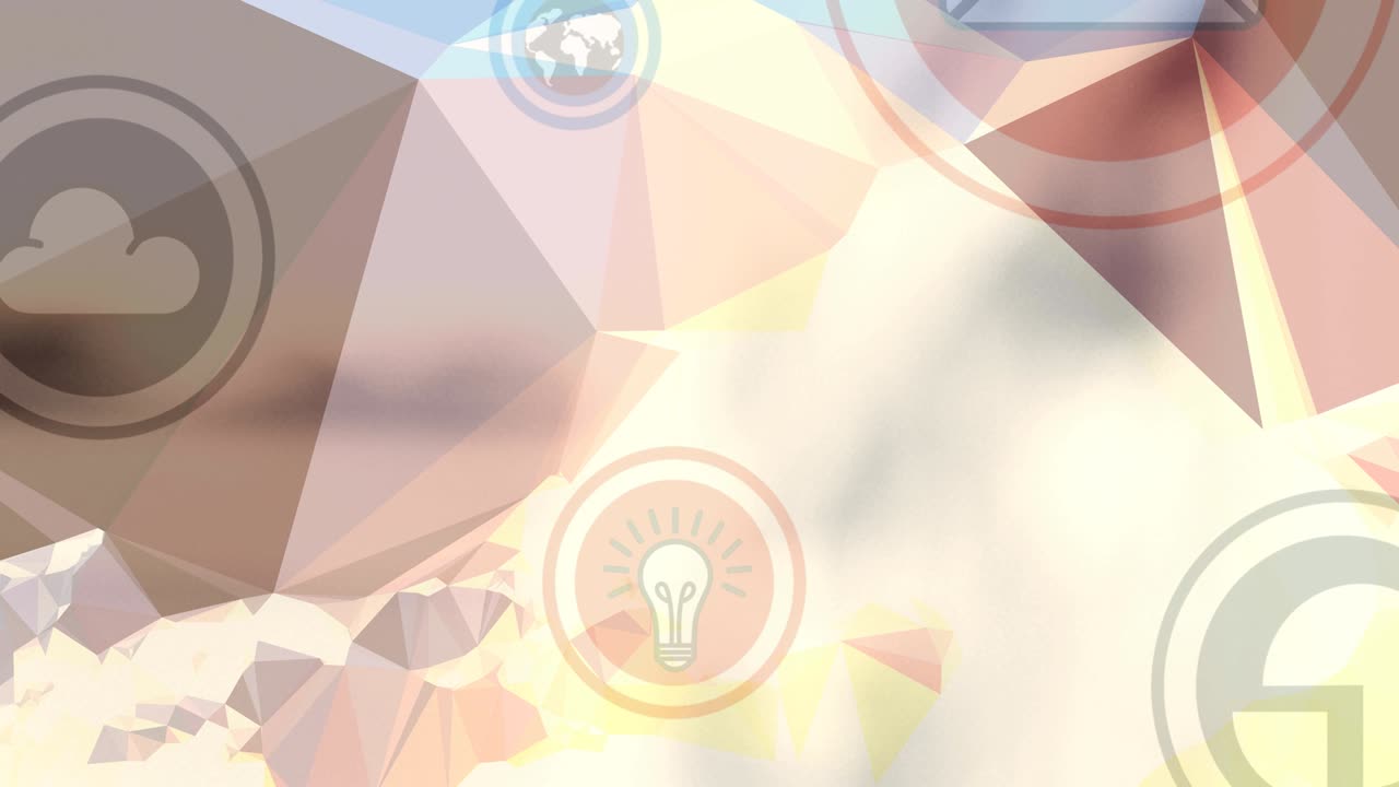 다채로운 배경 위에 디지털 아이콘으로 연결 네트워크의 애니메이션