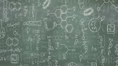 animación de dibujos y fórmulas matemáticas y científicas en pizarra