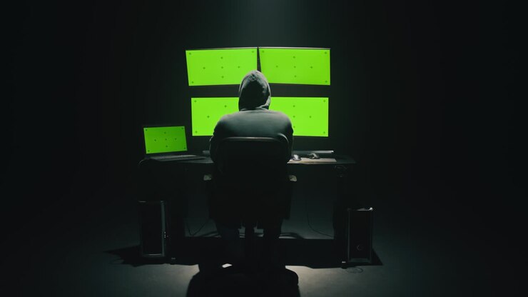 Hacker con cappuccio nella darknet