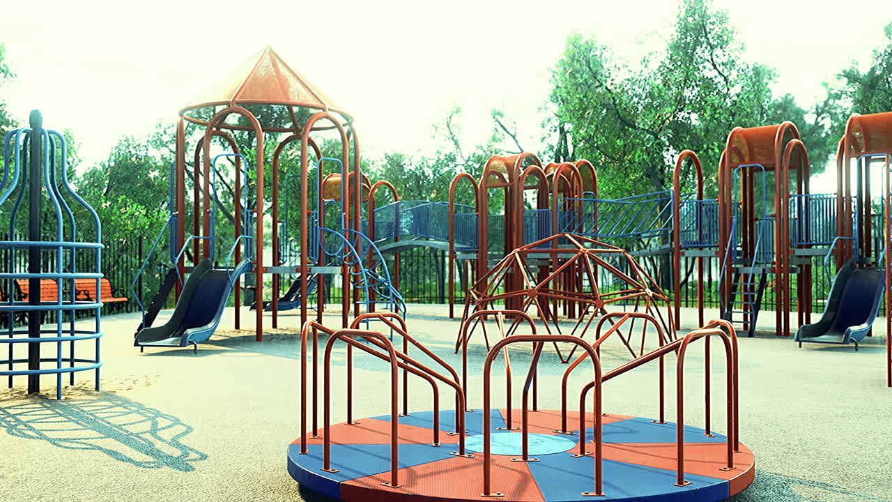 Colorful playground structures for children to explore and enjoy outdoors
