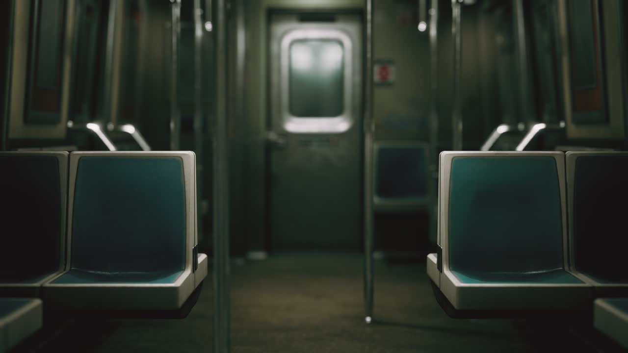 미국 의 오래된 비 현대화 된 지하철 차량 의 내부