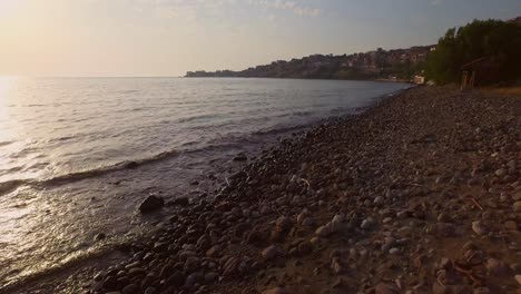 Aerial:-A-beach-near-Molyvos,-Lesbos-island