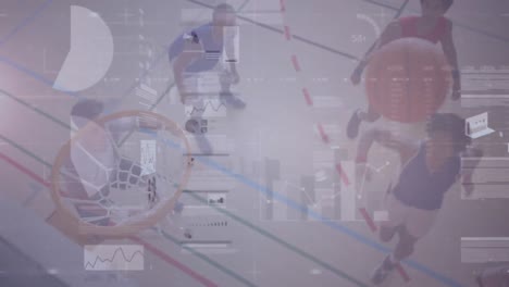 Animation-Von-Statistiken-Und-Datenverarbeitung-Während-Eines-Basketballspiels