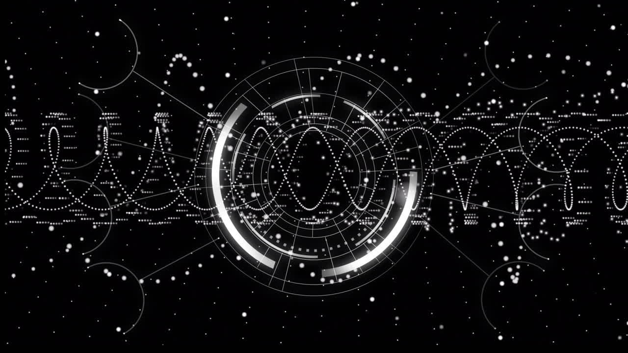 animación de escaneo de alcance y procesamiento de datos sobre fondo negro