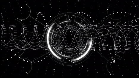 animación del escaneo del alcance y el procesamiento de datos sobre un fondo negro