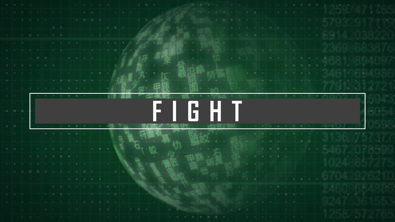 Fight text against globe and data processing
