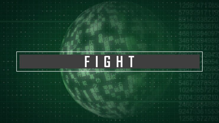 Fight text against globe and data processing