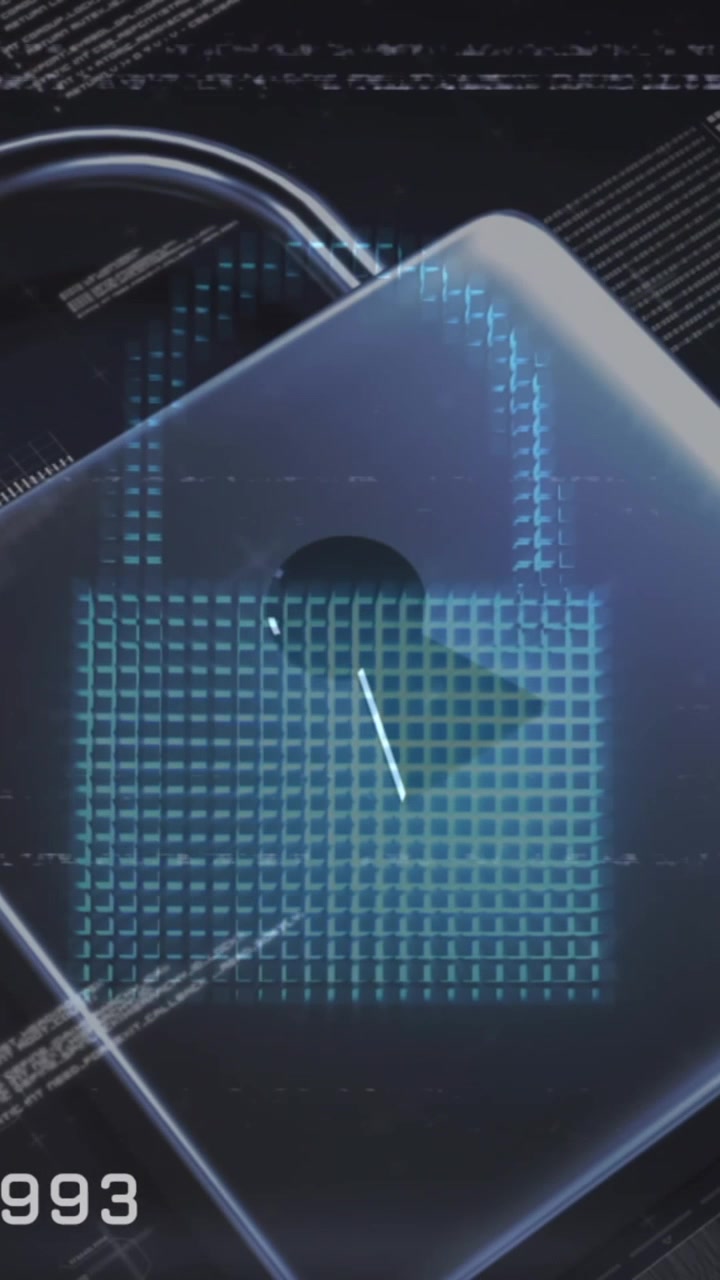 Animation of data processing over padlock
