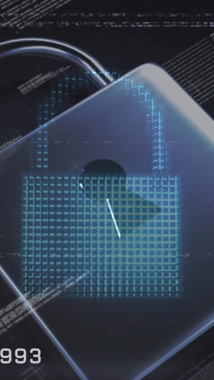 Animation of data processing over padlock