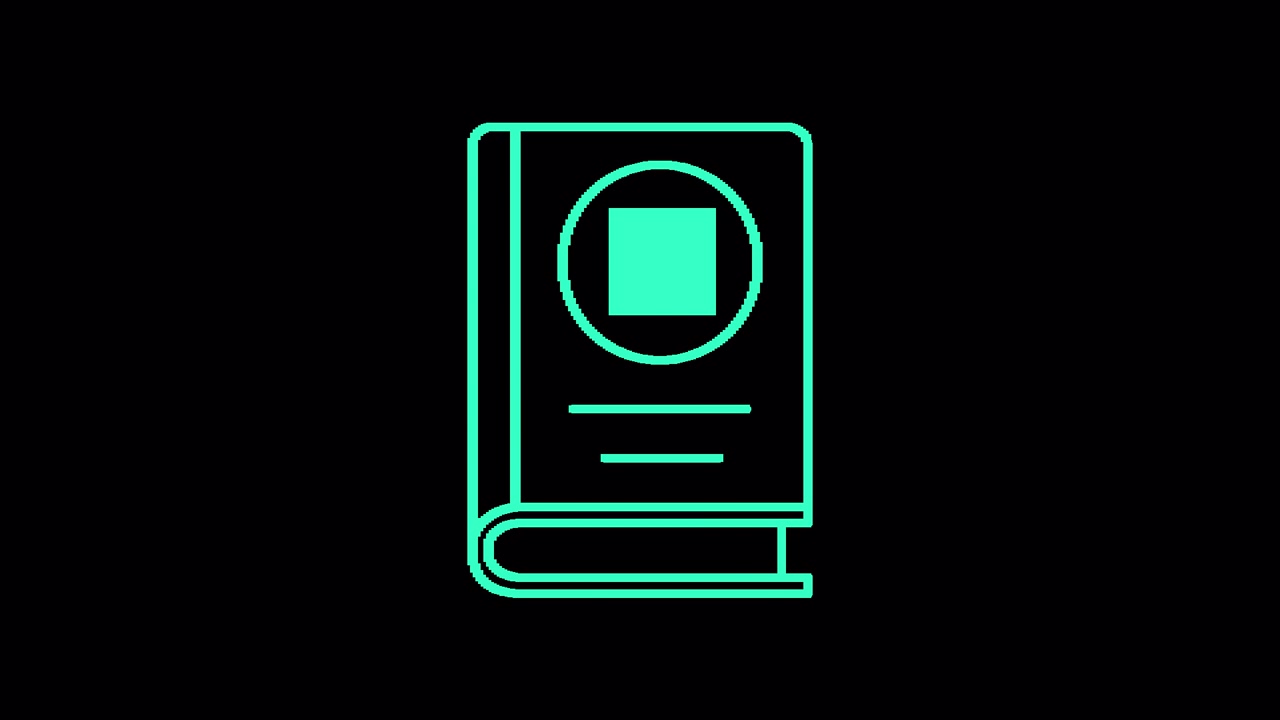 Animated Line Art Book Icon Drawing with Teal Color