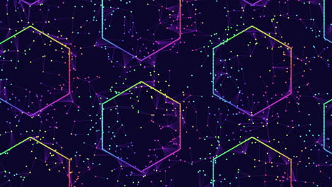 patrón geométrico vibrante de puntos de colores en forma hexagonal
