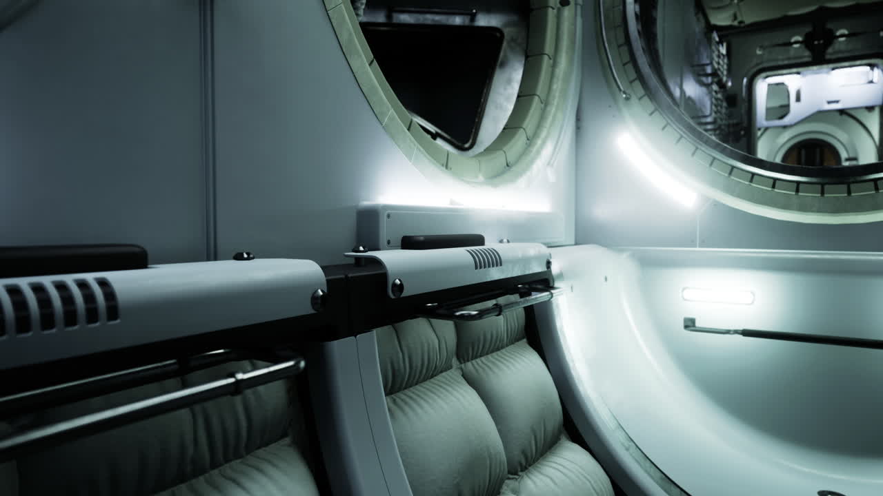 Interior design of a modern spacecraft showcasing technology and comfort