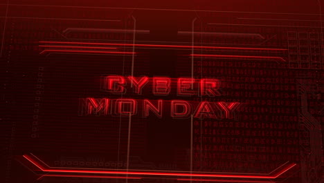 cyber monday on computer screen with numbers and grid