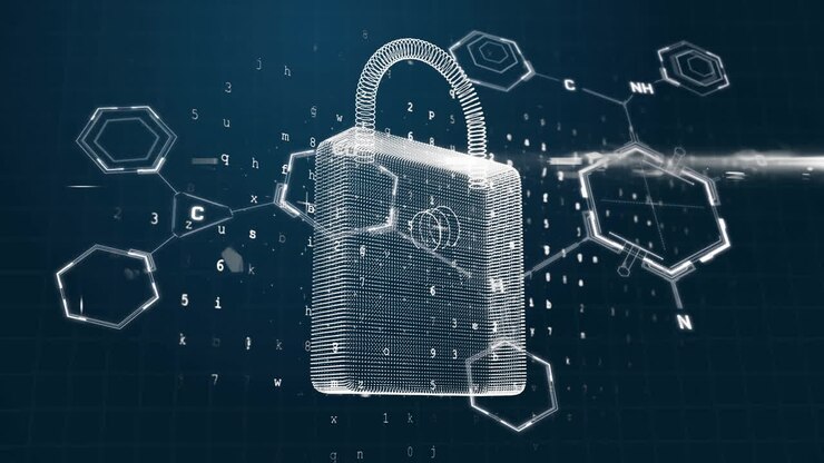 Animation of scientific data processing over padlock