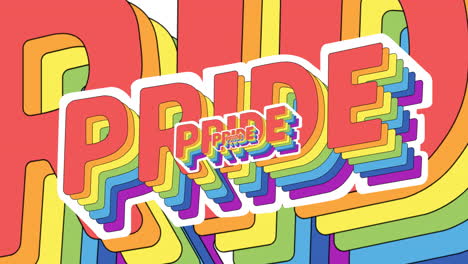 animación de múltiples textos de orgullo en los colores del arco iris