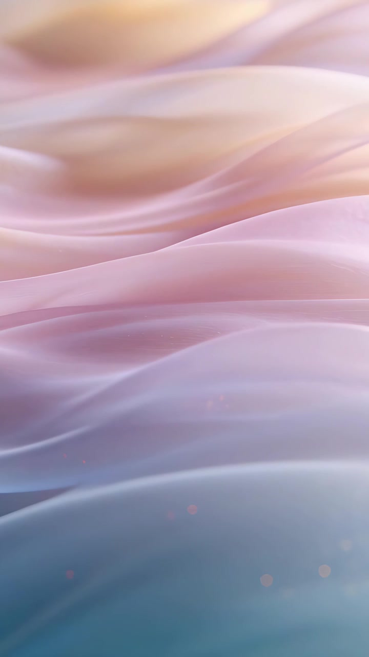 Vertical video: Playback starting, sheer layers undulating in studio, creating calming sparkle