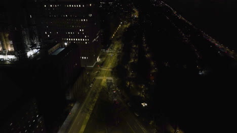 aerial view of traffic on the riverside drive, quiet night in new york, usa