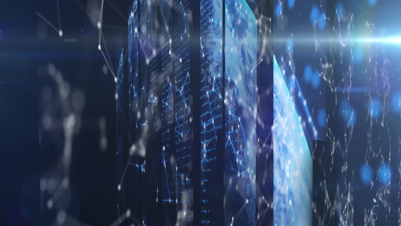 Animation of moving shapes on black background