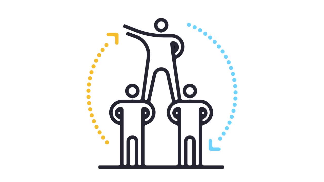 팀워크 라인 아이콘 애니메이션