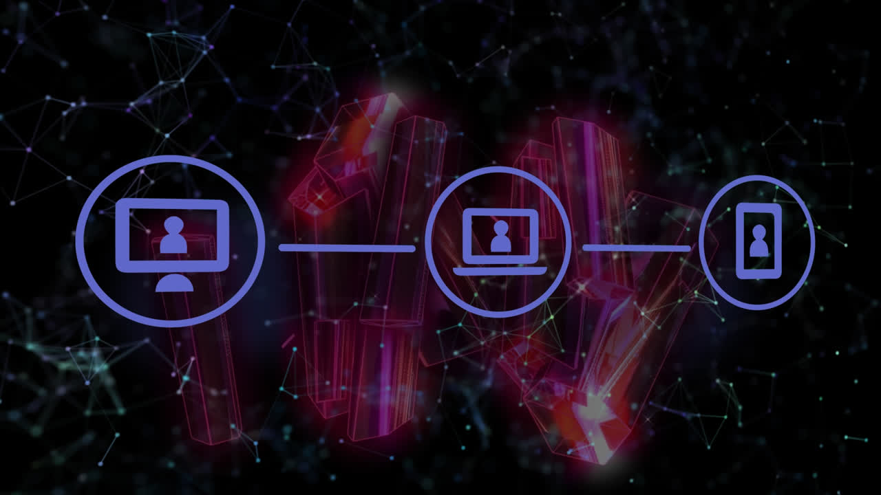 animación de los iconos de los medios sobre los cristales