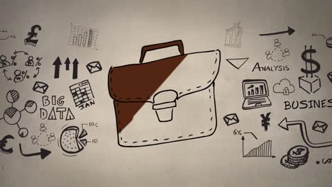 Digital-composite-of-a-brown-bag-with-random-business-icons