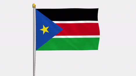 loop video of south sudan flag  fluttering in the wind, slow motion video of 4k , with alpha channel