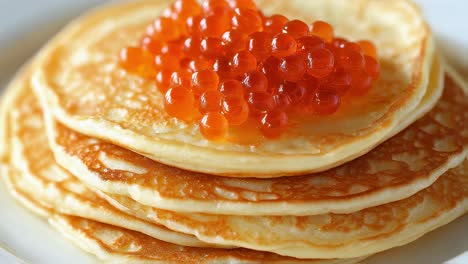 pancakes with red caviar