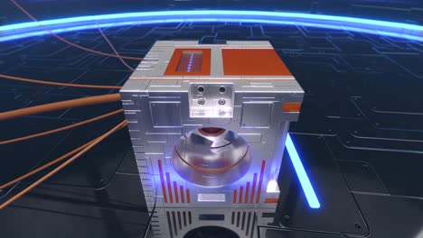 máquina de alta tecnología futurista de ciencia ficción cables de energía generador de electricidad intro 4k