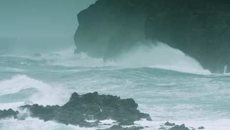 stunning, epic cinematic footage of the ocean pounding the azores islands